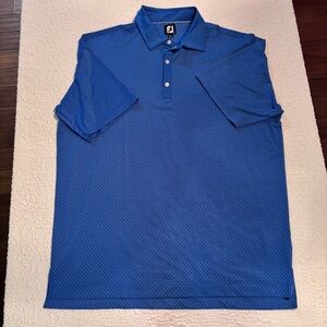 FootJoy Golf Polo-Sporty Casual-Country Club- Blue Micro Dot Print-Size 2XL